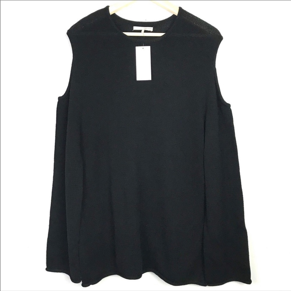 NWT oak + fort black knit open shoulder sweater